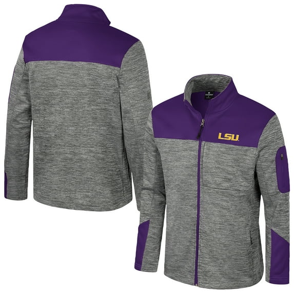 Men's Colosseum Gray/Purple LSU Tigers Guard Full-Zip Jacket