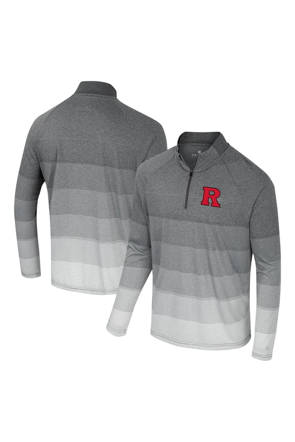 Men's Colosseum Gray Rutgers Scarlet Knights AI Striped Mesh Quarter-Zip Raglan Windshirt