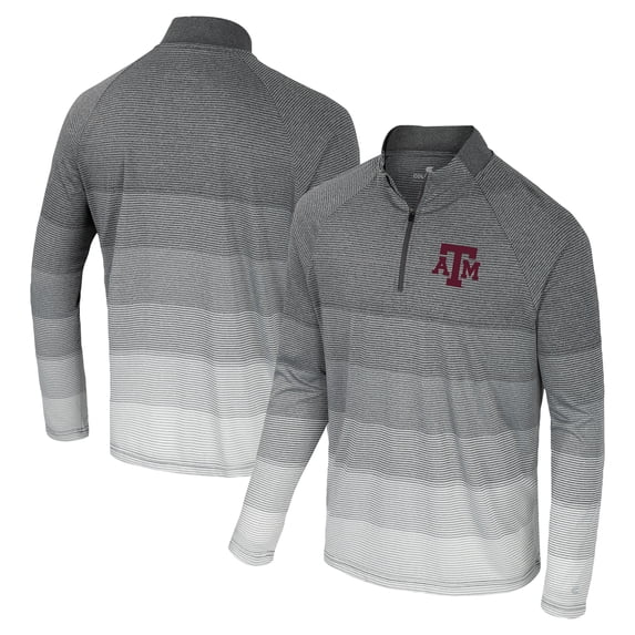 Men's Colosseum Gray Texas A&M Aggies AI Striped Mesh Quarter-Zip Raglan Windshirt