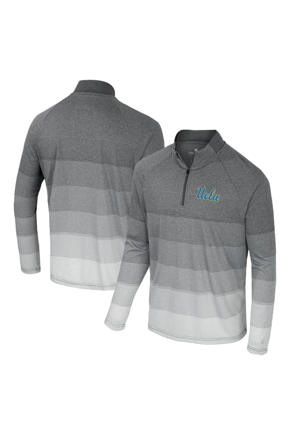 Men's Colosseum Gray UCLA Bruins AI Striped Mesh Quarter-Zip Raglan Windshirt