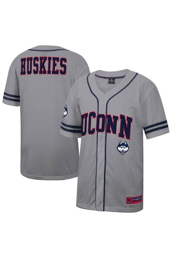 Men's Colosseum Gray UConn Huskies Free Spirited Baseball Jersey