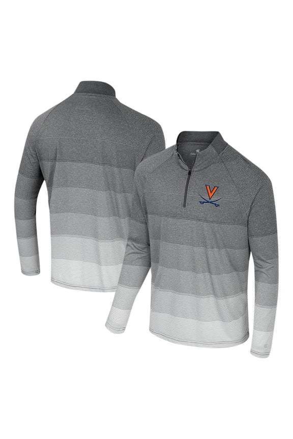 Men's Colosseum Gray Virginia Cavaliers AI Striped Mesh Quarter-Zip Raglan Windshirt