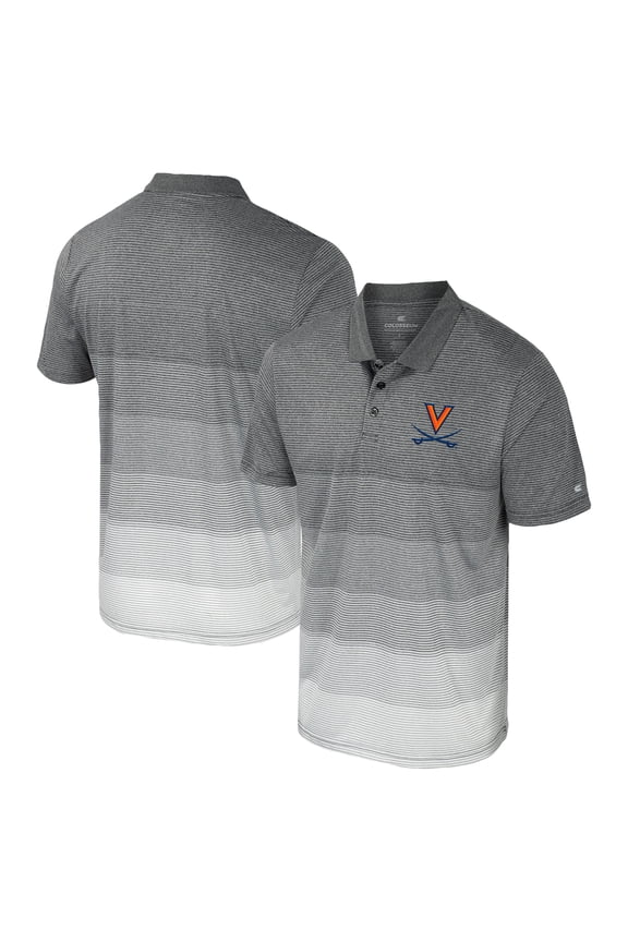 Men's Colosseum Gray Virginia Cavaliers Striped Mesh Polo