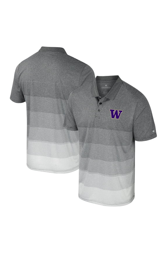 Men's Colosseum Gray Washington Huskies Striped Mesh Polo