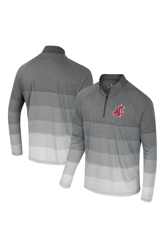 Men's Colosseum Gray Washington State Cougars AI Striped Mesh Quarter-Zip Raglan Windshirt