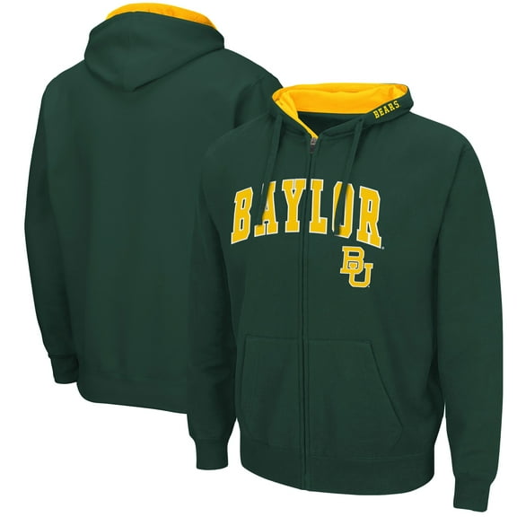 Men's Colosseum Green Baylor Bears Arch & Logo 3.0 Full-Zip Hoodie