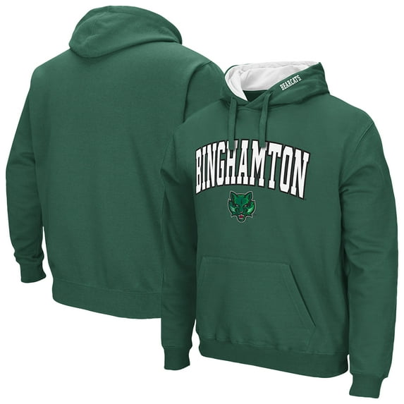 Men's Colosseum Green Binghamton Bearcats Arch & Logo Hoodie