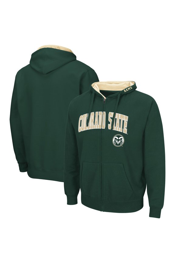 Men's Colosseum Green Colorado State Rams Arch & Logo 3.0 Full-Zip Hoodie