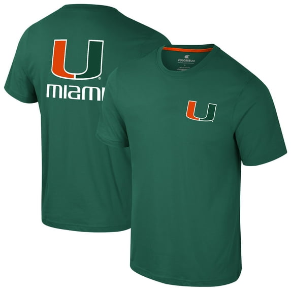 Men's Colosseum Green Miami Hurricanes Logo Lockup Active Blend T-Shirt