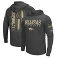 thumbnail image 1 of Men's Colosseum Heather Black Arkansas Razorbacks Team OHT Military Appreciation Long Sleeve Hoodie T-Shirt, 1 of 4