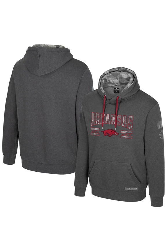 Men's Colosseum  Heather Charcoal Arkansas Razorbacks Operation Hat Trick Squad Hoodie