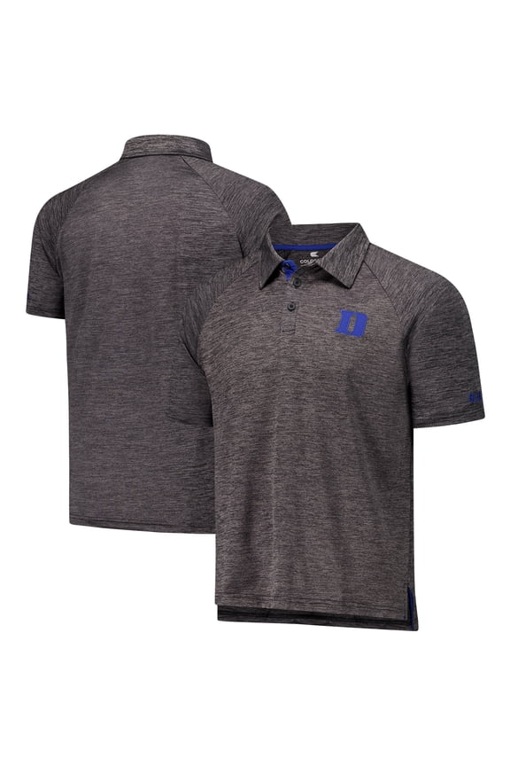 Men's Colosseum Heather Charcoal Duke Blue Devils Down Swing Raglan Team Polo