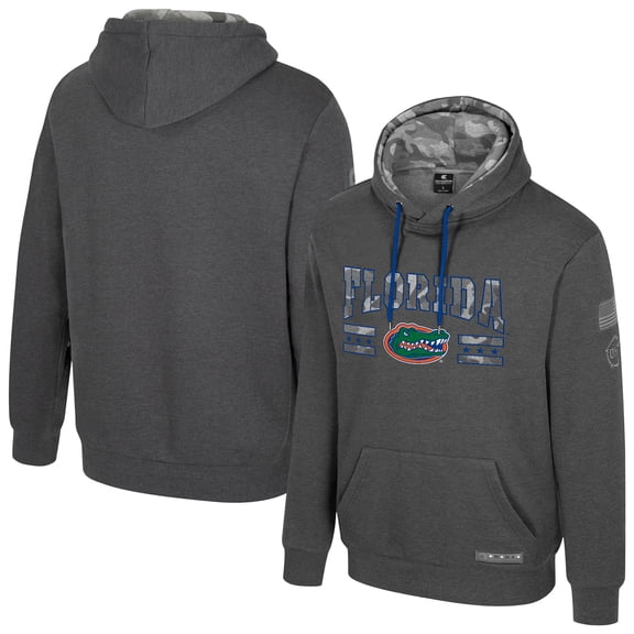 Men's Colosseum Heather Charcoal Florida Gators Operation Hat Trick Squad Hoodie