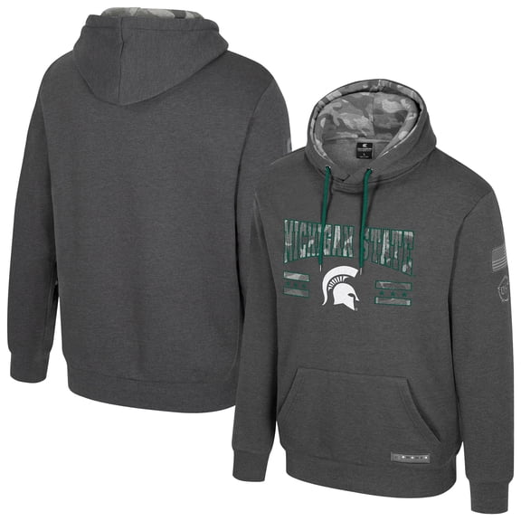 Men's Colosseum  Heather Charcoal Michigan State Spartans Operation Hat Trick Squad Hoodie