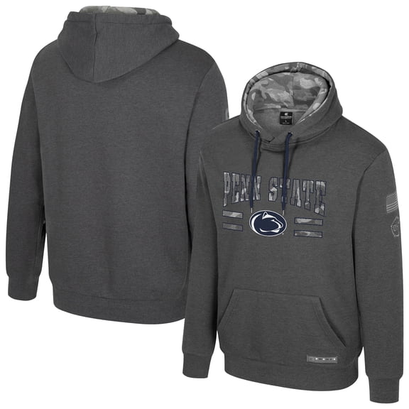 Men's Colosseum  Heather Charcoal Penn State Nittany Lions Operation Hat Trick Squad Hoodie
