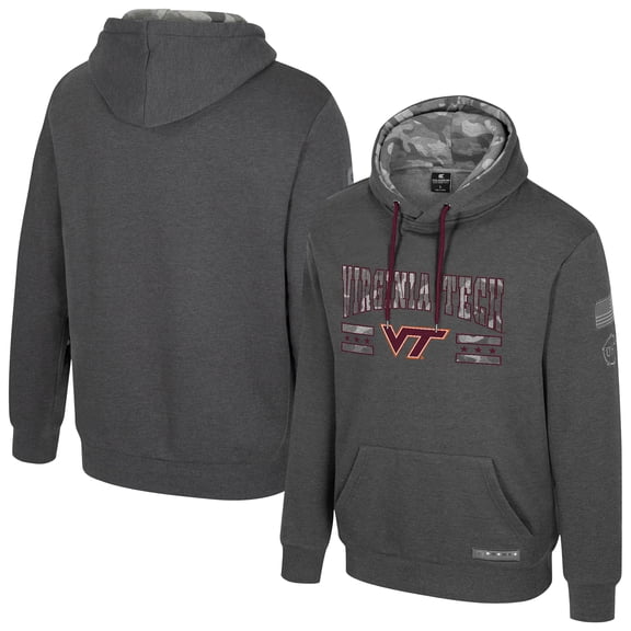 Men's Colosseum Heather Charcoal Virginia Tech Hokies Operation Hat Trick Squad Hoodie