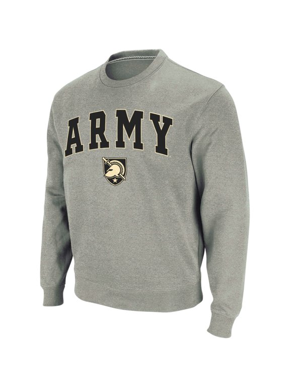 Men's Colosseum Heather Gray Army Black Knights Arch & Logo Crew Neck Sweatshirt