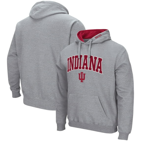 Men's Colosseum Heather Gray Indiana Hoosiers Arch & Logo 3.0 Pullover Hoodie