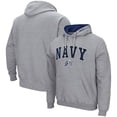 thumbnail image 1 of Men's Colosseum Heather Gray Navy Midshipmen Arch & Logo 3.0 Pullover Hoodie, 1 of 3