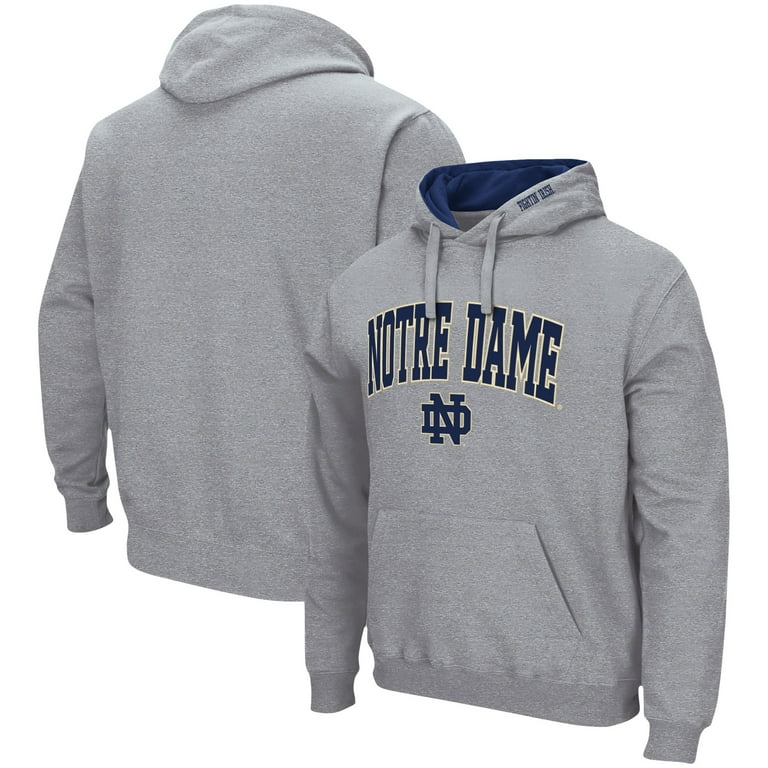 Men s Colosseum Heather Gray Notre Dame Fighting Irish Arch Logo 3.0 Pullover Hoodie Walmart