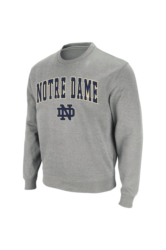 Men's Colosseum Heather Gray Notre Dame Fighting Irish Arch & Logo Crew Neck Sweatshirt