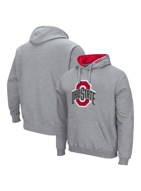 Men's Colosseum Heather Gray Ohio State Buckeyes Arch & Logo 3.0 Pullover Hoodie