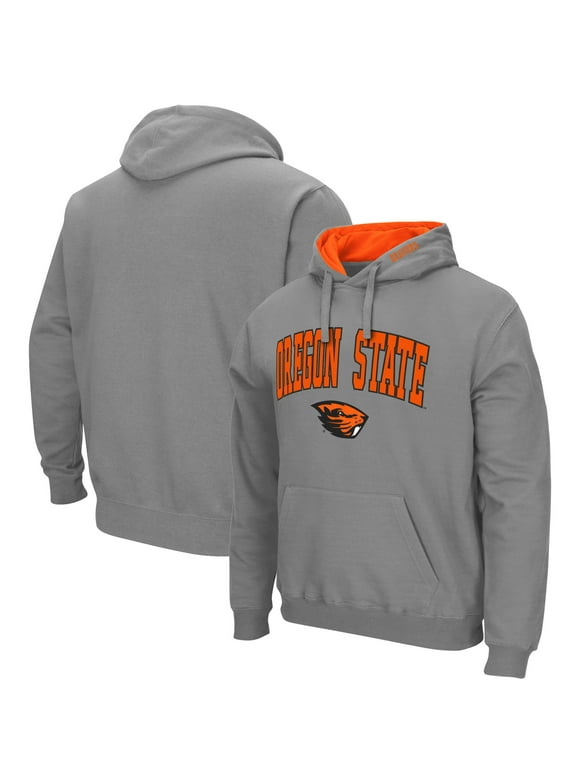 Men's Colosseum Heather Gray Oregon State Beavers Arch & Logo 3.0 Pullover Hoodie
