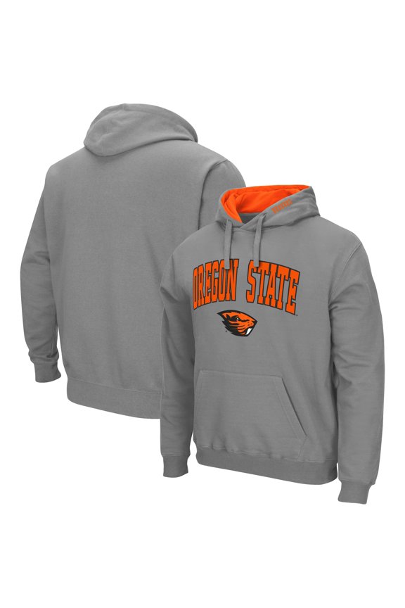 Men's Colosseum Heather Gray Oregon State Beavers Arch & Logo 3.0 Pullover Hoodie