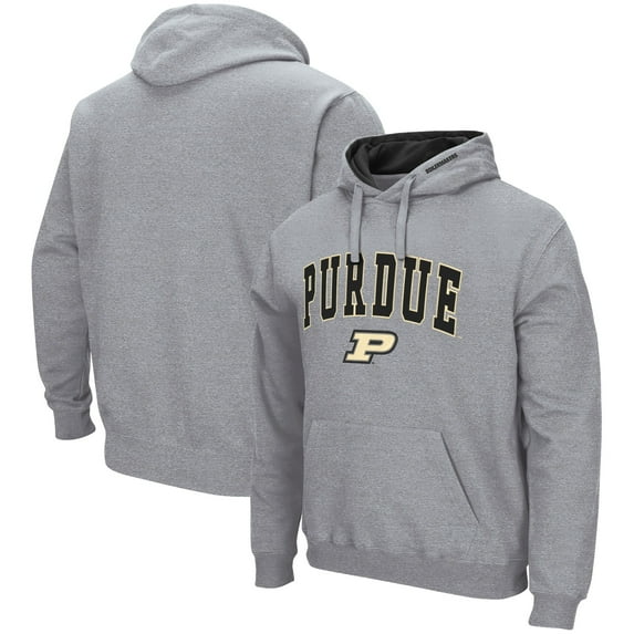Men's Colosseum Heather Gray Purdue Boilermakers Arch & Logo 3.0 Pullover Hoodie