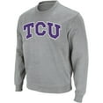 thumbnail image 1 of Men's Colosseum Heather Gray TCU Horned Frogs Arch & Logo Crew Neck Sweatshirt, 1 of 5