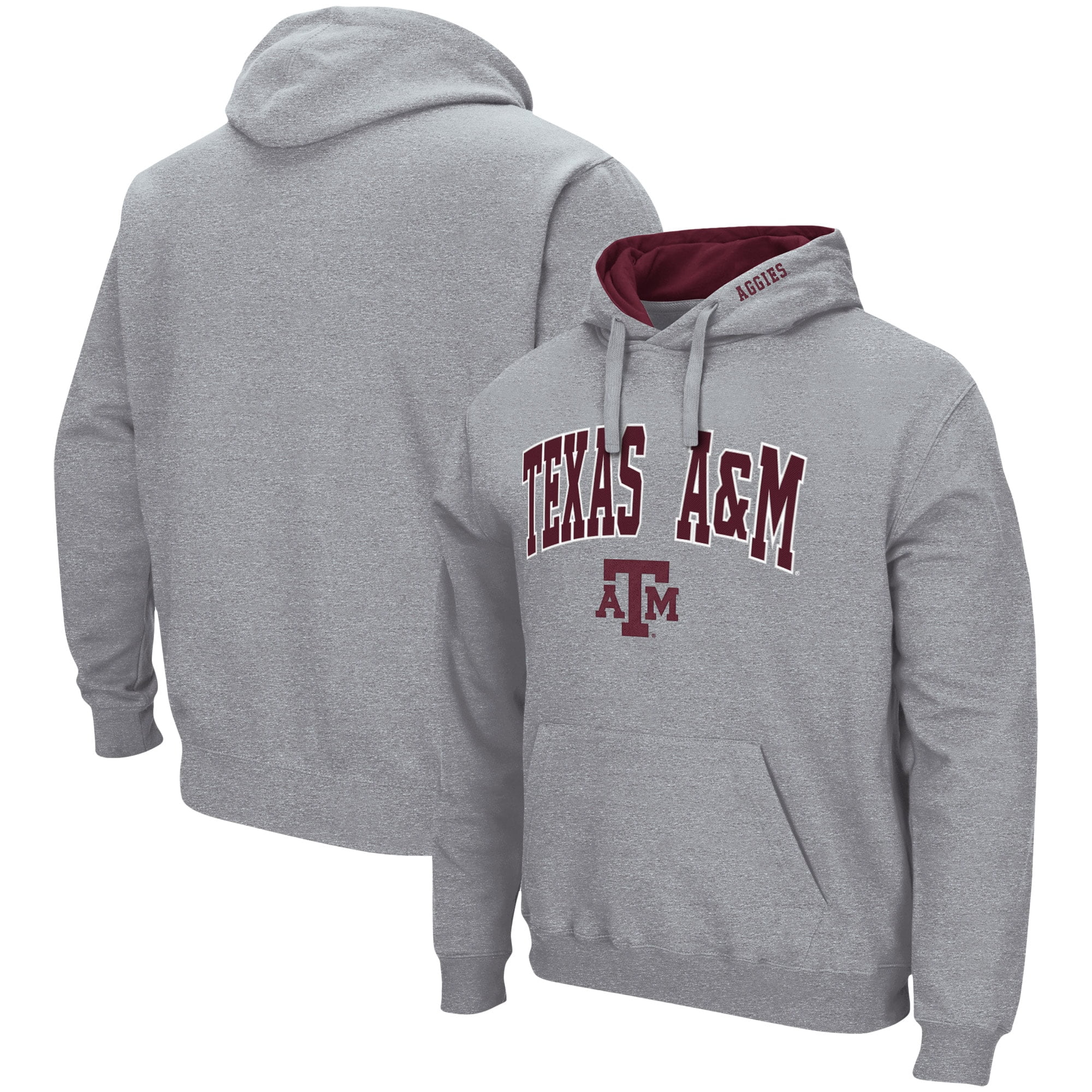 Men s Colosseum Heather Gray Texas A M Aggies Arch Logo 3.0 Pullover Hoodie Walmart