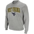 thumbnail image 1 of Men's Colosseum Heather Gray West Virginia Mountaineers Arch & Logo Crew Neck Sweatshirt, 1 of 4