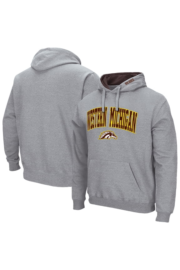 Men's Colosseum Heather Gray Western Michigan Broncos Arch & Logo Hoodie