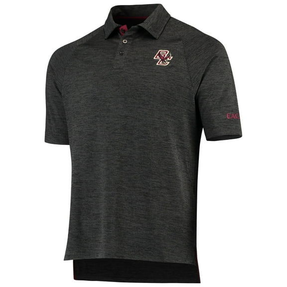 Men's Colosseum Heathered Black Boston College Eagles Down Swing Polo