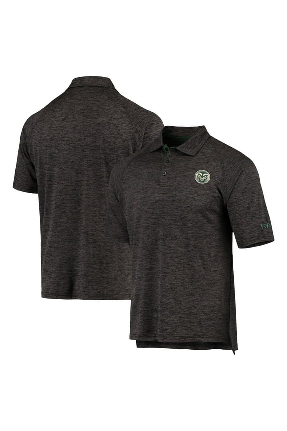 Men's Colosseum Heathered Black Colorado State Rams Logo Down Swing Polo