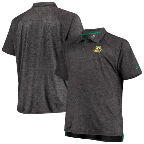 Men's Colosseum Heathered Black Oregon Ducks Big & Tall Down Swing Polo