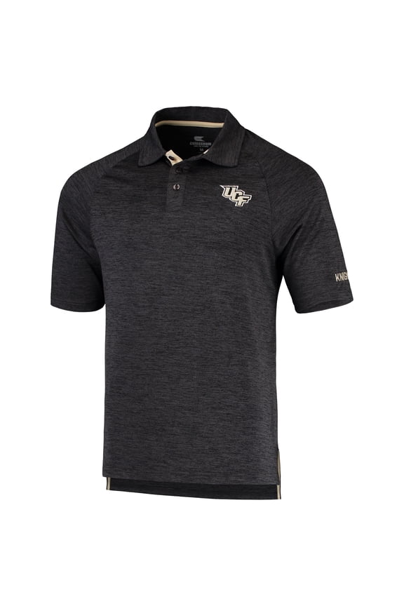 Men's Colosseum Heathered Black UCF Knights Down Swing Polo