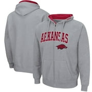 COLOSSEUM ATHLETICS Men's Colosseum Heathered Gray Arkansas Razorbacks Arch & Logo 3.0 Full-Zip Hoodie
