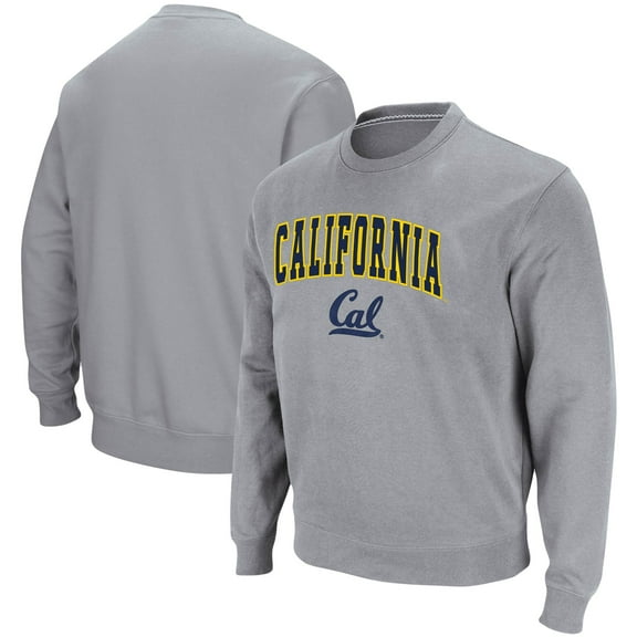 Men's Colosseum Heathered Gray Cal Bears Arch & Logo Tackle Twill Pullover Sweatshirt