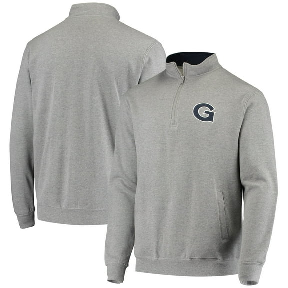 Men's Colosseum Heathered Gray Georgetown Hoyas Tortugas Logo Quarter-Zip Jacket