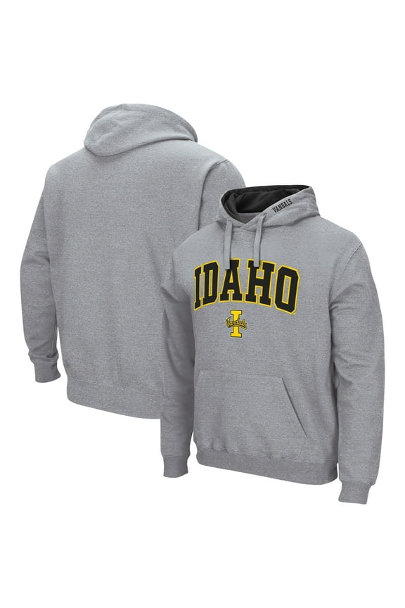 Men's Colosseum Heather Gray Idaho Vandals Arch & Logo 3.0 Pullover Hoodie