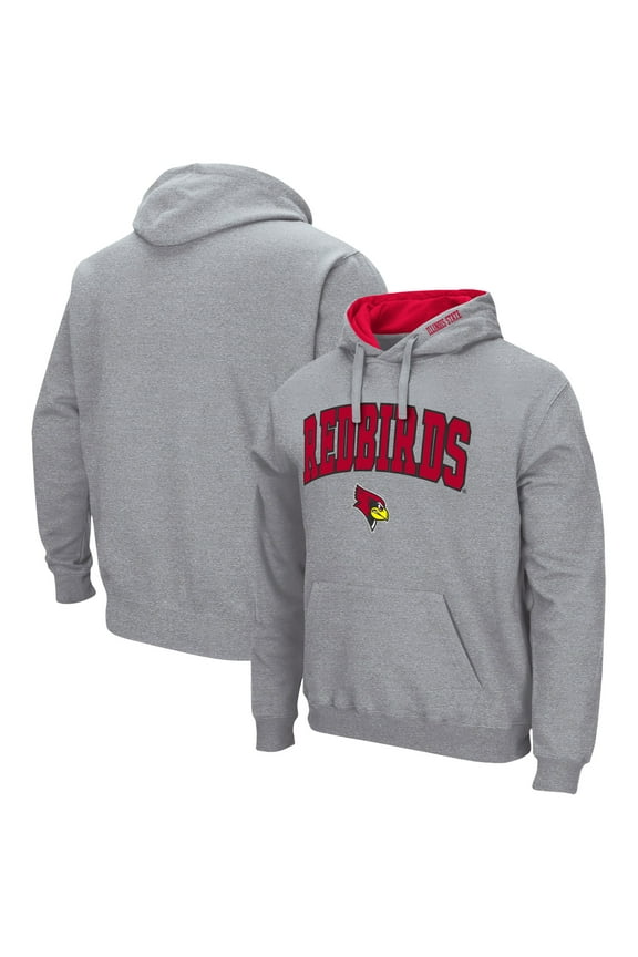 Men's Colosseum Heather Gray Illinois State Redbirds Arch & Logo 3.0 Pullover Hoodie