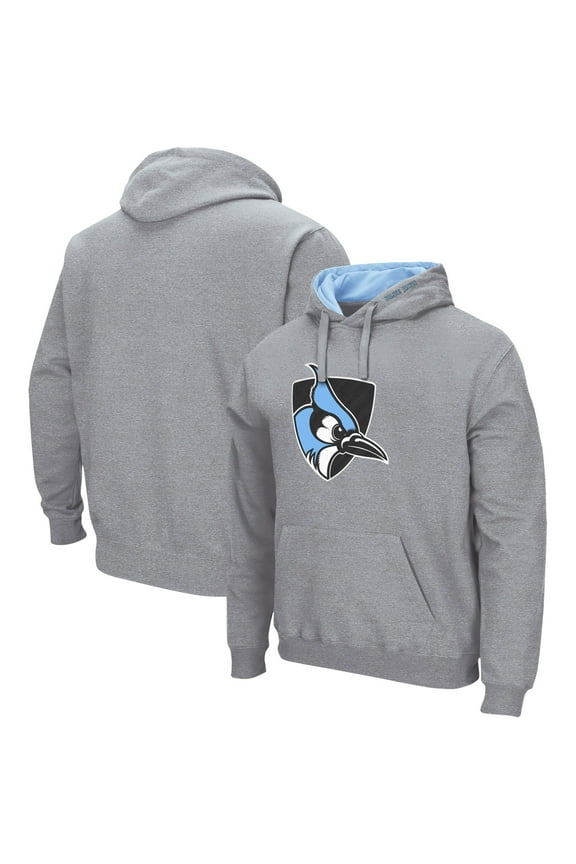 Men's Colosseum Heather Gray Johns Hopkins Blue Jays Arch & Logo 3.0 Pullover Hoodie