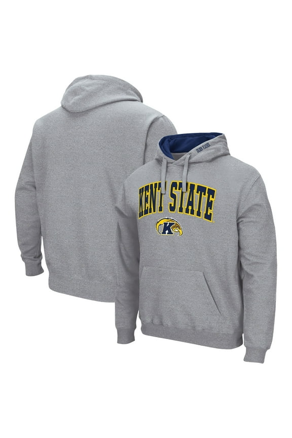 Men's Colosseum Heather Gray Kent State Golden Flashes Arch & Logo 3.0 Pullover Hoodie