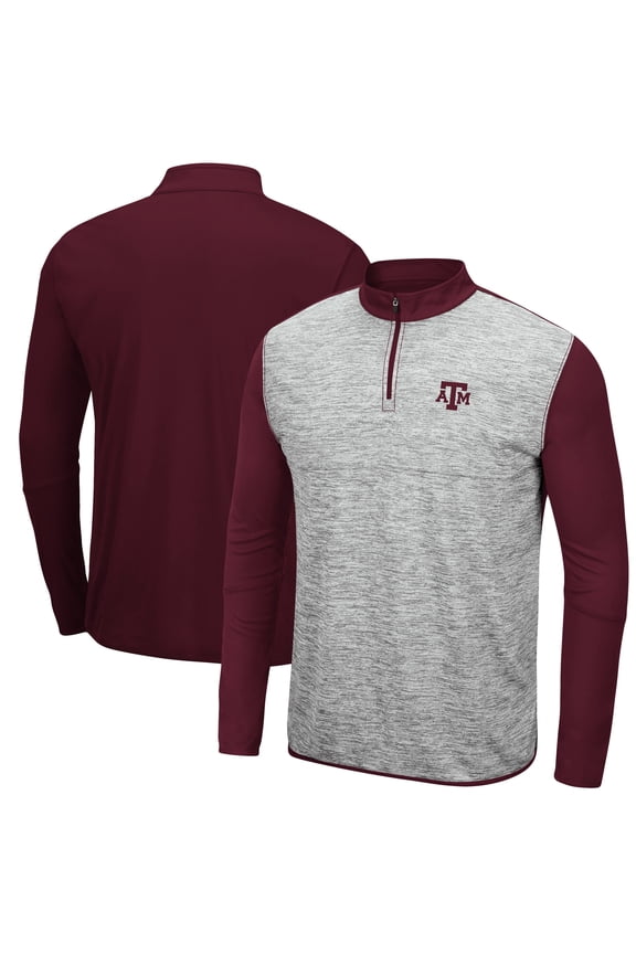 Men's Colosseum Heathered Gray/Maroon Texas A&M Aggies Prospect Quarter-Zip Jacket