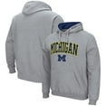 thumbnail image 1 of Men's Colosseum Heather Gray Michigan Wolverines Arch & Logo 3.0 Pullover Hoodie, 1 of 3