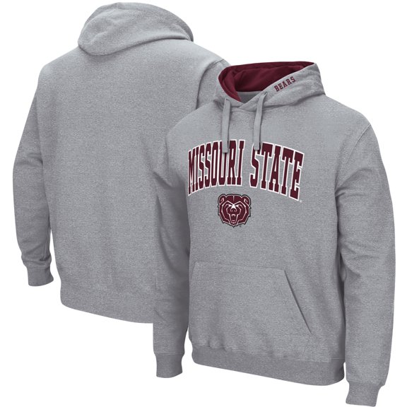Men's Colosseum Heather Gray Missouri State University Bears Arch & Logo 3.0 Pullover Hoodie