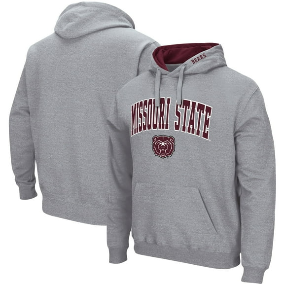 Men's Colosseum Heather Gray Missouri State University Bears Arch & Logo 3.0 Pullover Hoodie