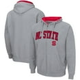 thumbnail image 1 of Men's Colosseum Heathered Gray NC State Wolfpack Arch & Logo 3.0 Full-Zip Hoodie, 1 of 3