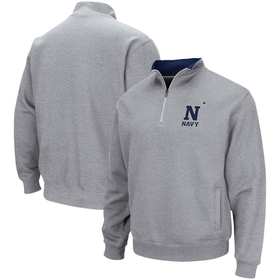 Men's Colosseum Heathered Gray Navy Midshipmen Tortugas Team Logo Quarter-Zip Jacket